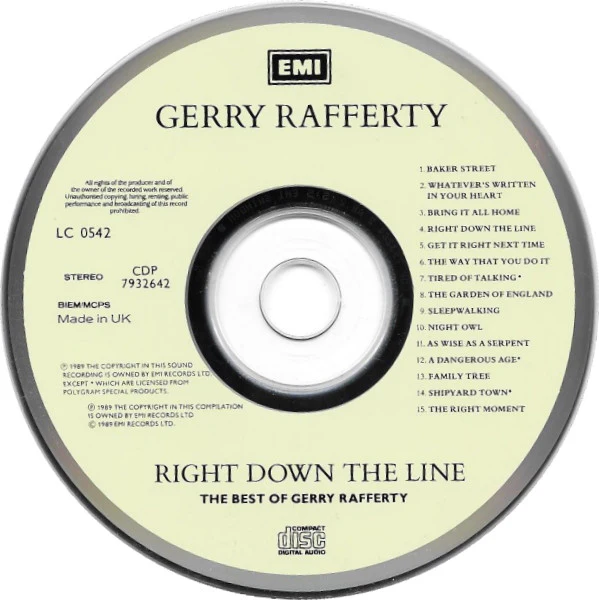 Gerry Rafferty - Right Down The Line - The Best Of Gerry Rafferty (CD, Comp) - Image 3