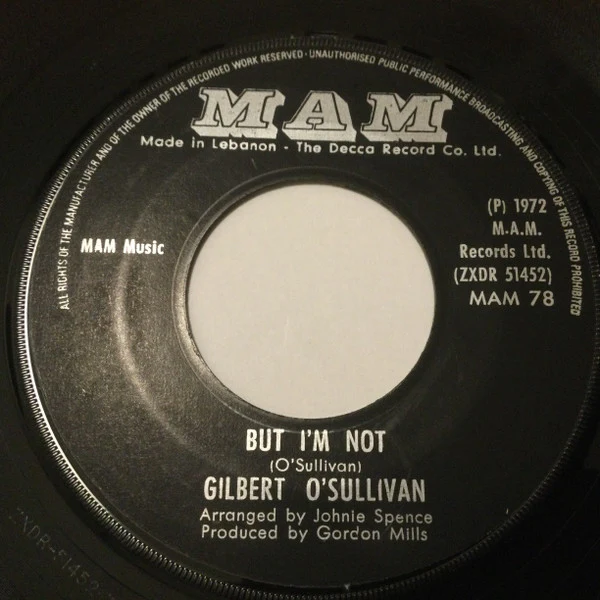 Gilbert O'Sullivan - Ooh-Wakka-Doo-Wakka-Day / But I'm Not (7", Single)