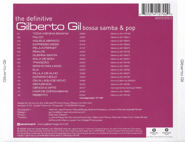 Gilberto Gil - The Definitive Gilberto Gil - Bossa Samba & Pop (CD, Comp) - Image 2