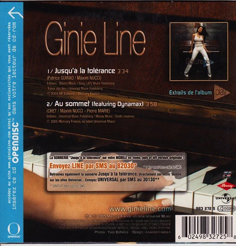 Ginie Line - Jusqu'à La Tolérance (CD, Single, Enh) - Image 2