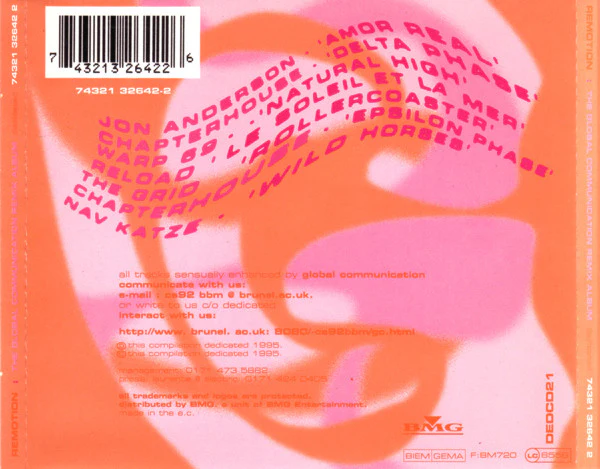 Global Communication - Remotion: The Global Communication Remix Album (CD, Album, Comp) - Image 2