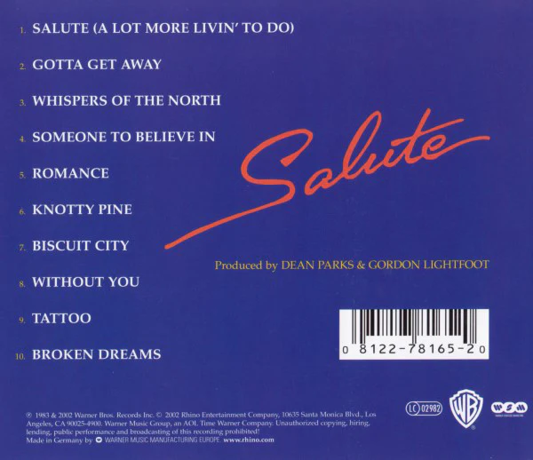Gordon Lightfoot - Salute (CD, Album, RE) - Image 2