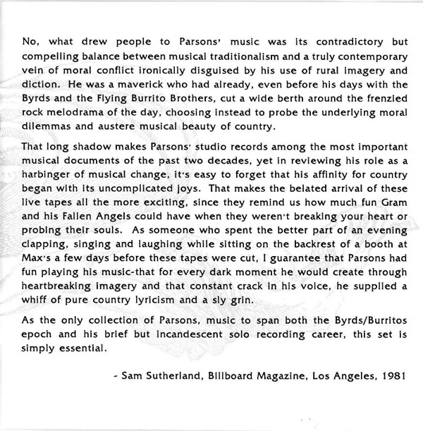 Gram Parsons & The Fallen Angels - Live 1973 (CD, Album, RE) - Image 5