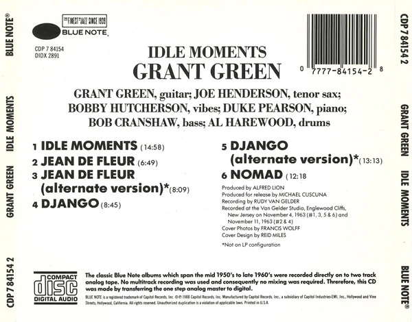 Grant Green - Idle Moments (CD, Album, RE) - Image 2