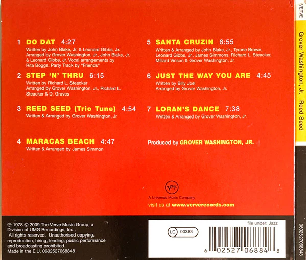 Grover Washington, Jr. - Reed Seed (CD, Album, RE, Dig) - Image 2