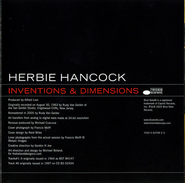 Herbie Hancock - Inventions & Dimensions (CD, Album, RE, RM) - Image 4