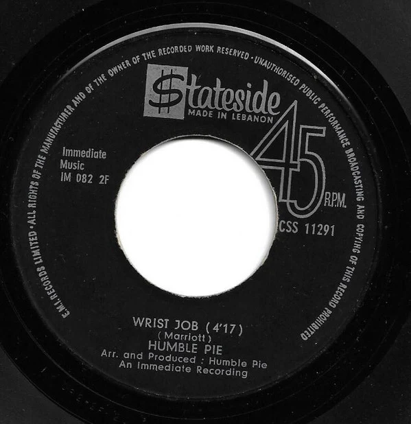 Humble Pie - Natural Born Bugie / Wrist Job (7", Single, Mono) - Image 2