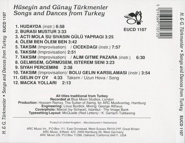 Hüseyin* And Günay Türkmenler - Songs And Dances From Turkey (CD, Album) - Image 2