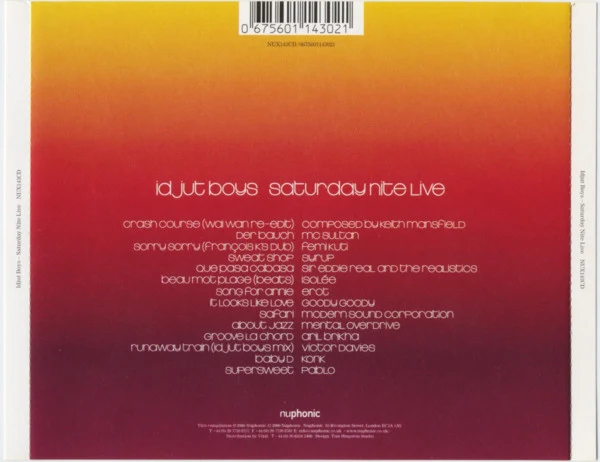 Idjut Boys - Saturday Nite Live (CD, Comp, Mixed) - Image 4