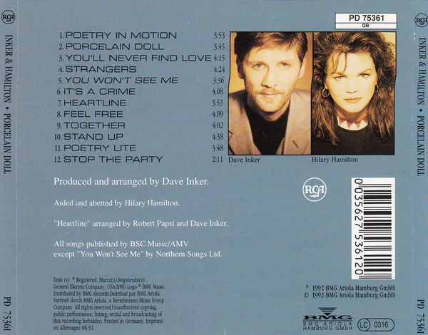 Inker & Hamilton - Porcelain Doll (CD, Album) - Image 2