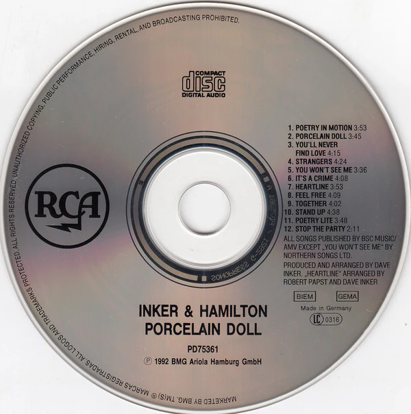 Inker & Hamilton - Porcelain Doll (CD, Album) - Image 3