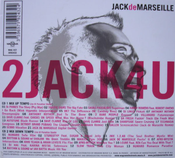 Jack De Marseille - 2Jack4U (2xCD, Comp, Mixed, Dig) - Image 2