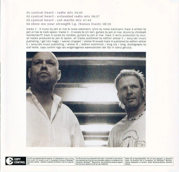Jam & Spoon Featuring Jim Kerr - Cynical Heart (CD, Single, Copy Prot.) - Image 2