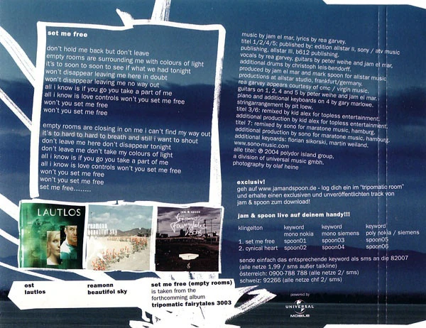 Jam & Spoon Featuring Rea* - Set Me Free (Empty Rooms) (CD, Maxi, Copy Prot.) - Image 5