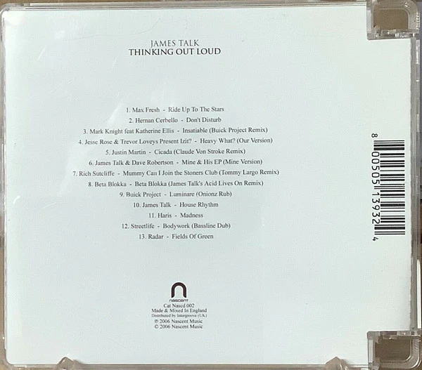 James Talk - Thinking Out Loud (CD, Comp, Mixed) - Image 2