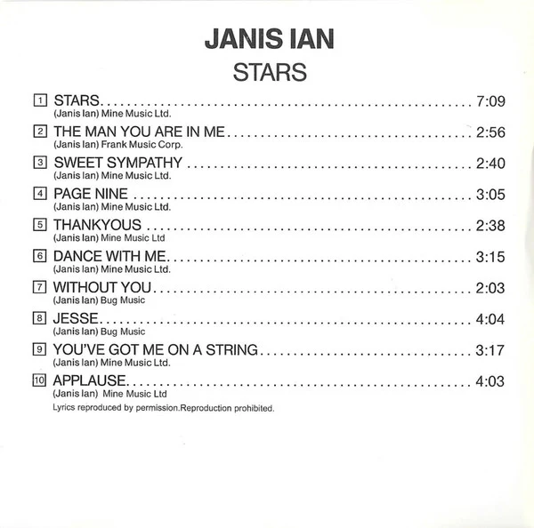 Janis Ian - Stars (CD, Album, RE) - Image 4