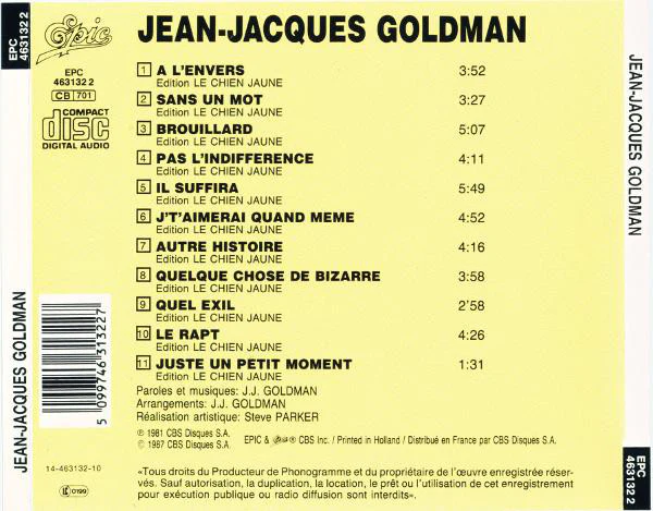 Jean Jacques Goldman* - Jean Jacques Goldman (CD, Album, RE) - Image 2