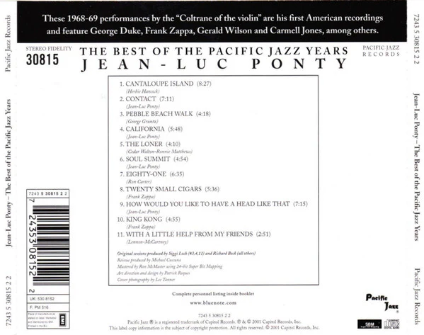 Jean-Luc Ponty - The Best Of The Pacific Jazz Years (CD, Comp) - Image 2