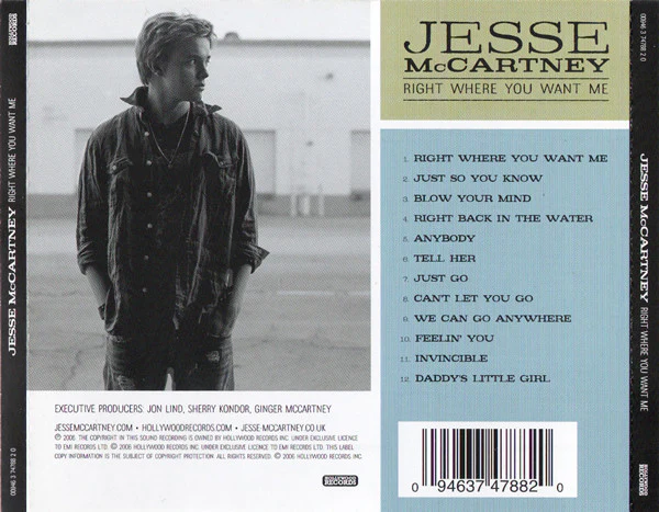 Jesse McCartney - Right Where You Want Me (CD, Album) - Image 2