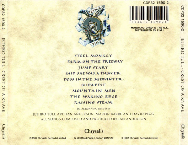 Jethro Tull - Crest Of A Knave (CD, Album, RP) - Image 2