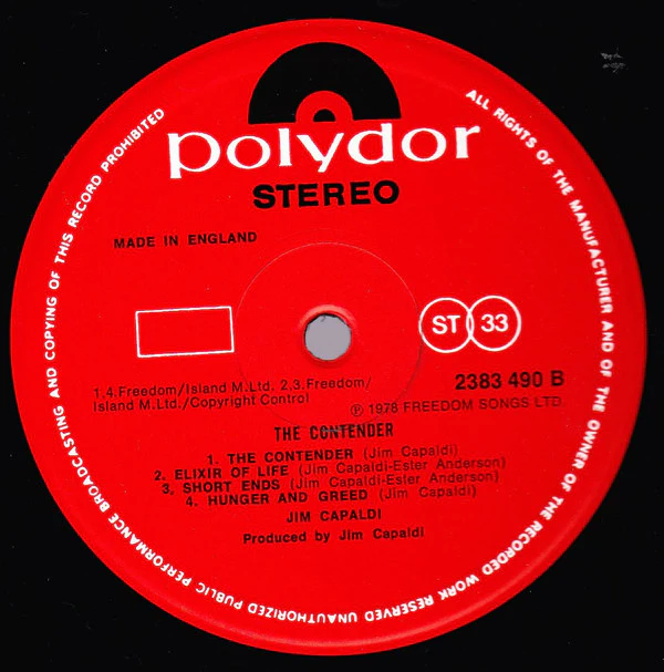 Jim Capaldi - The Contender (LP, Album) - Image 4