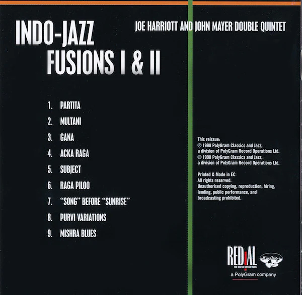 Joe Harriott And John Mayer Double Quintet* - Indo-Jazz Fusions I & II (CD, Comp) - Image 4