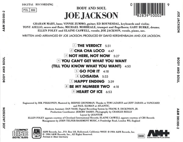 Joe Jackson - Body And Soul (CD, Album) - Image 2
