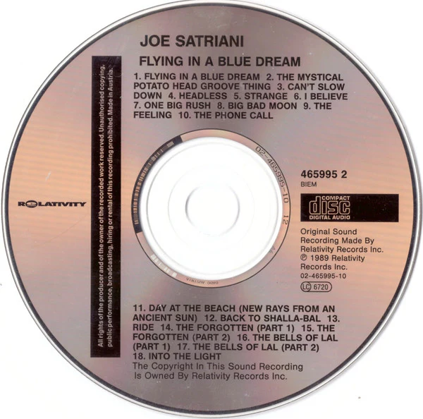 Joe Satriani - Flying In A Blue Dream (CD, Album) - Image 2