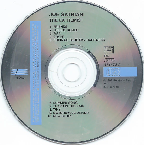 Joe Satriani - The Extremist (CD, Album, RP) - Image 5