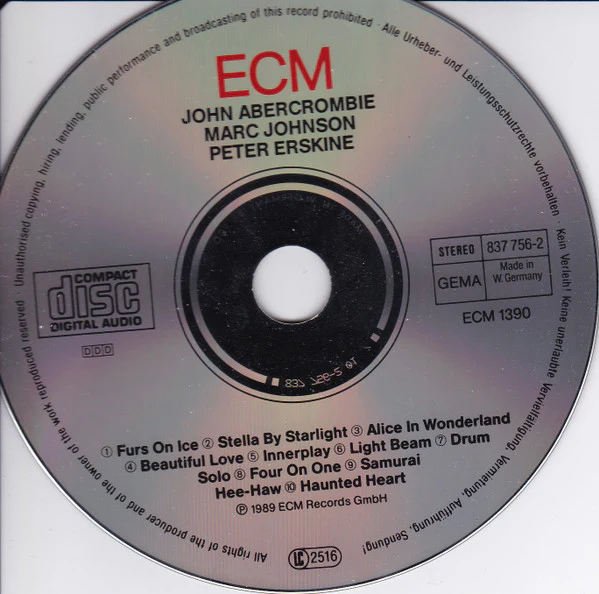 John Abercrombie / Marc Johnson (2) / Peter Erskine - John Abercrombie / Marc Johnson / Peter Erskine (CD, Album) - Image 3