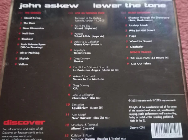 John Askew - Lower The Tone (CD, Album + CD, Comp, Mixed + CD, P/Mixed + Box, L) - Image 5