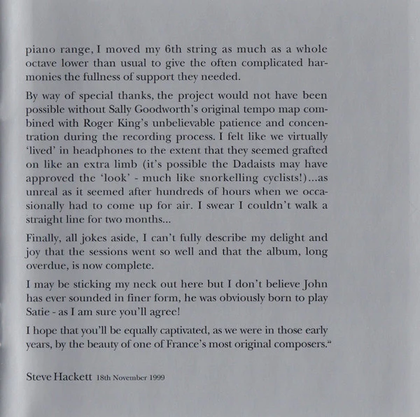 John Hackett & Steve Hackett - Sketches Of Satie (CD, Album) - Image 5
