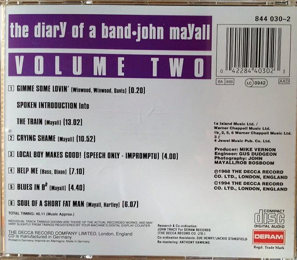 John Mayall - The Diary Of A Band - Volume Two (CD, Album, RE) - Image 2