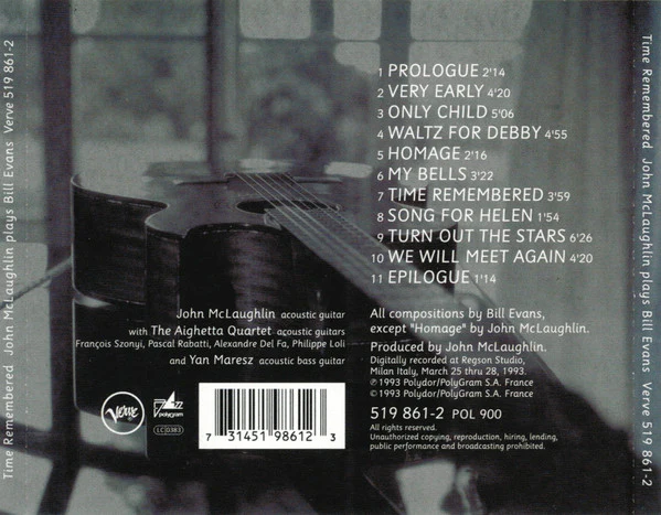 John McLaughlin - Time Remembered (CD, Album) - Image 2