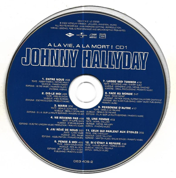 Johnny Hallyday - À La Vie, À La Mort ! (2xCD, Album, Uni) - Image 3