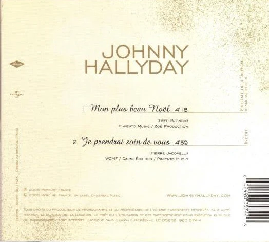 Johnny Hallyday - Mon Plus Beau Noël (CD, Single, Dig) - Image 2