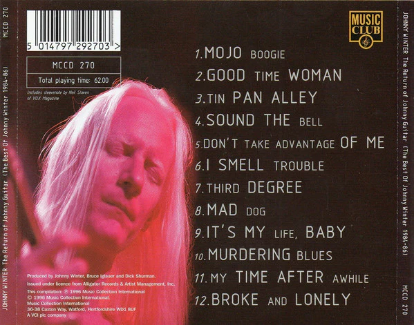 Johnny Winter - The Return Of Johnny Guitar (The Best Of Johnny Winter 1984-86) (CD, Comp) - Image 2