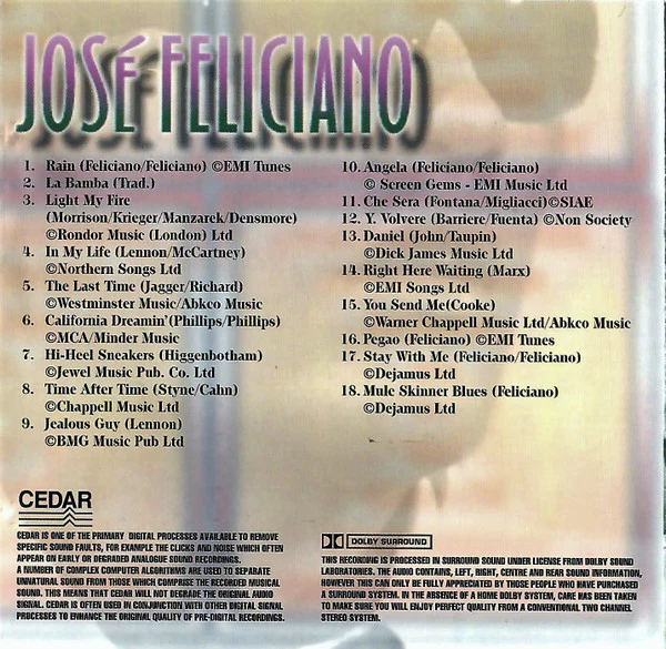 José Feliciano - José Feliciano (CD, Comp, Multichannel) - Image 3