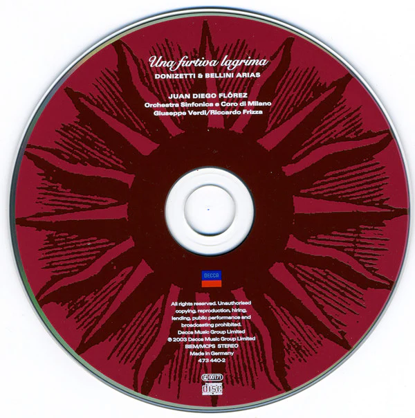 Juan Diego Florez, Riccardo Frizza, Orchestra Sinfonica* E Coro di Milano Giuseppe Verdi* - Una Furtiva Lagrima (CD, Album) - Image 3