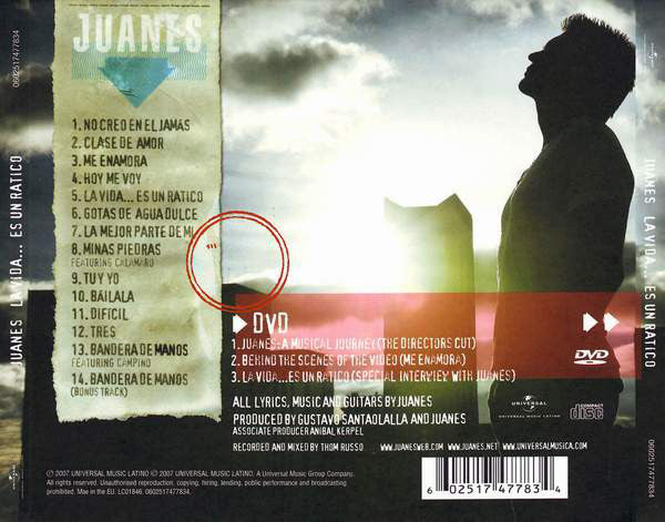 Juanes - La Vida... Es Un Ratico (CD, Album, Enh + DVD) - Image 3