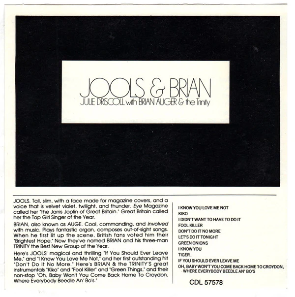 Julie Driscoll, Brian Auger & The Trinity - Jools & Brian (CD, Album, RE) - Image 2