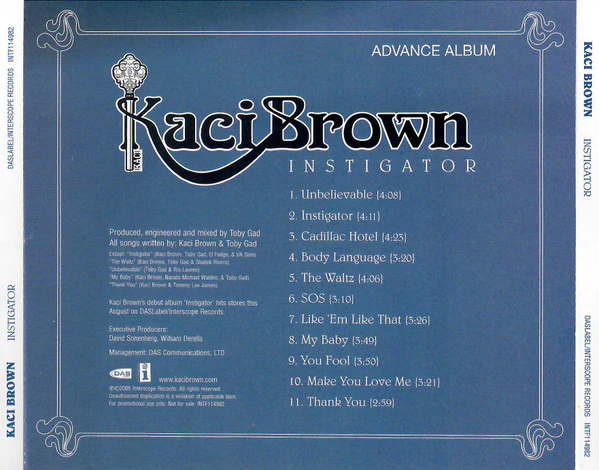 Kaci Brown - Instigator (CD, Advance, Album, Promo) - Image 3