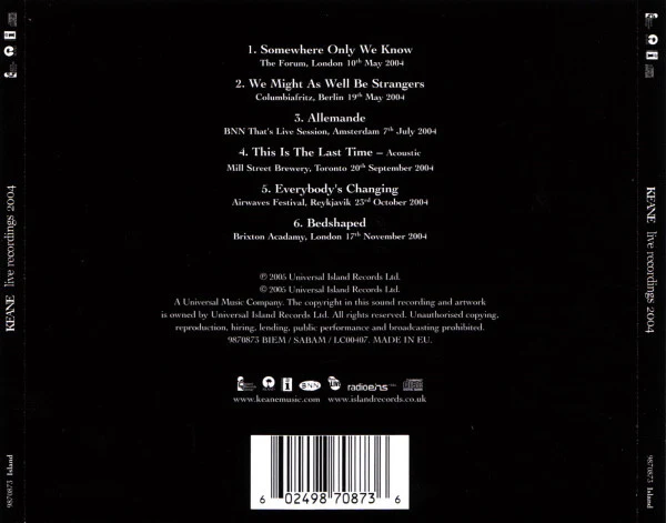 Keane - Live Recordings 2004 (CD, EP) - Image 2
