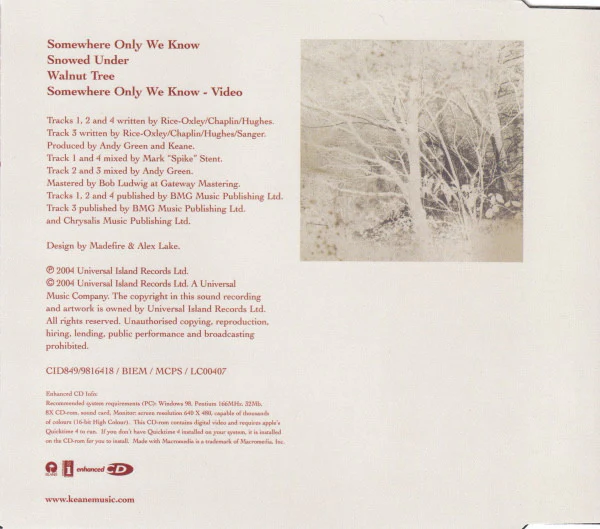 Keane - Somewhere Only We Know (CD, Single, Enh) - Image 3