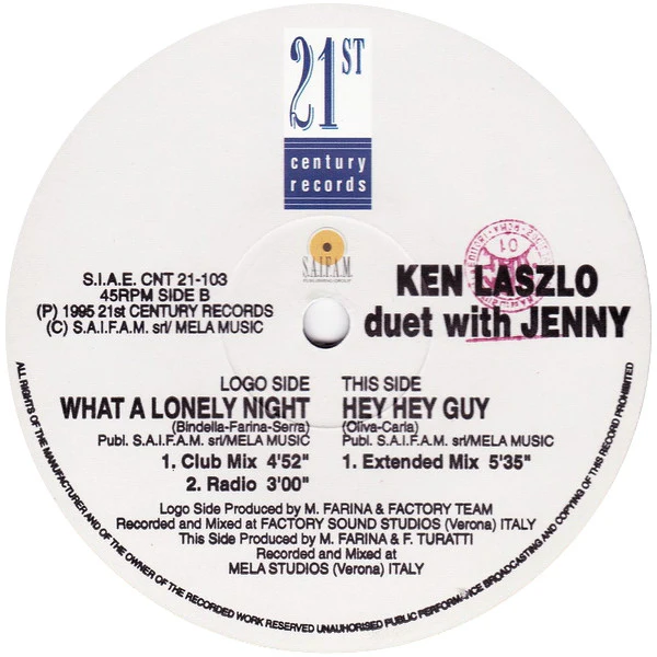 Ken Laszlo Duet With Jenny Kee - What A Lonely Night (12") - Image 3