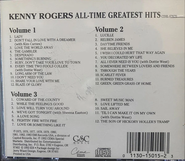 Kenny Rogers - All-Time Greatest Hits (3xCD, Comp) - Image 2