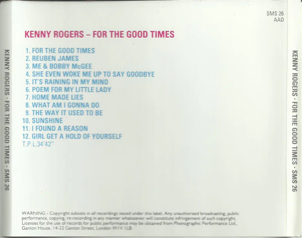 Kenny Rogers - For The Good Times (CD, Comp) - Image 2