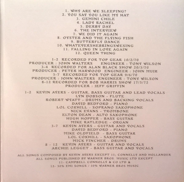 Kevin Ayers - Singing The Bruise (The BBC Sessions 1970-72) (CD, RE) - Image 5