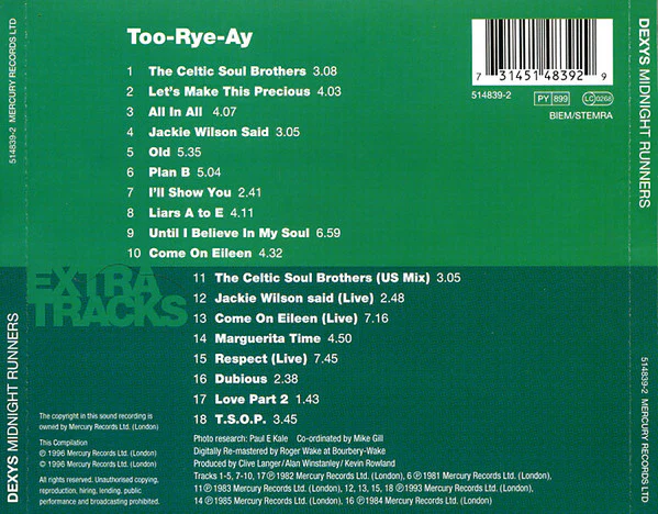 Kevin Rowland & Dexys Midnight Runners - Too-Rye-Ay (CD, Comp, RE, RM) - Image 2