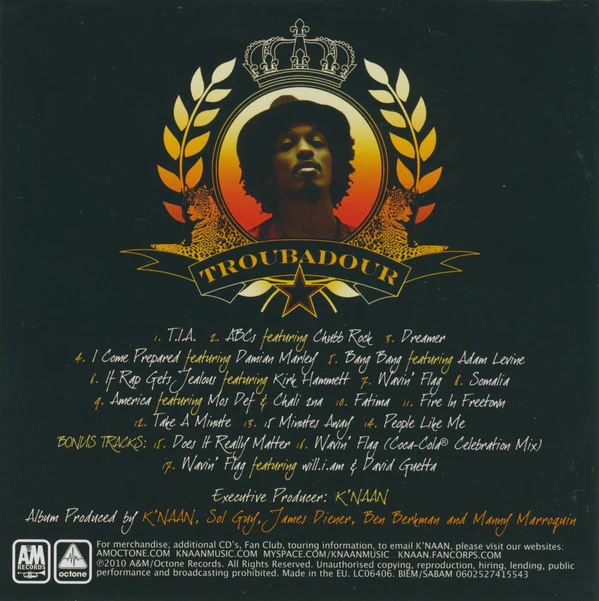 K'naan - Troubadour (Champion Edition) (CD, Album) - Image 2